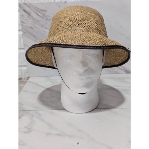 Unbranded Men's Cream Solid Adjustable Interior Band Chin Strap Straw Hat - Picture 5 of 8